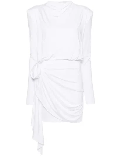 Shop Magda Butrym Long Sleeve Mini Dress In White