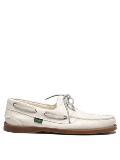 Paraboot Barth White Leather Loafers With Durable Rubber Sole In White