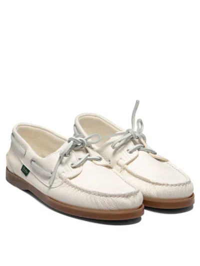 Paraboot Barth White Leather Loafers With Durable Rubber Sole In White