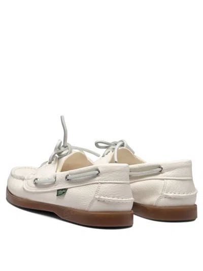 Paraboot Barth White Leather Loafers With Durable Rubber Sole In White