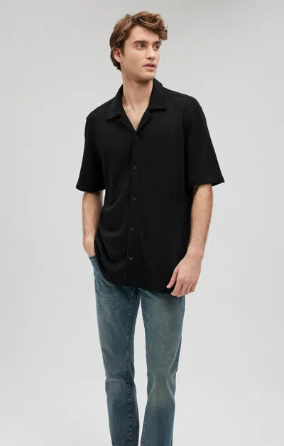 Shop Mavi Button-up Short Sleeve Shirt In Black