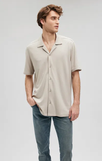 Shop Mavi Button-up Short Sleeve Shirt In Moonstruck In Beige