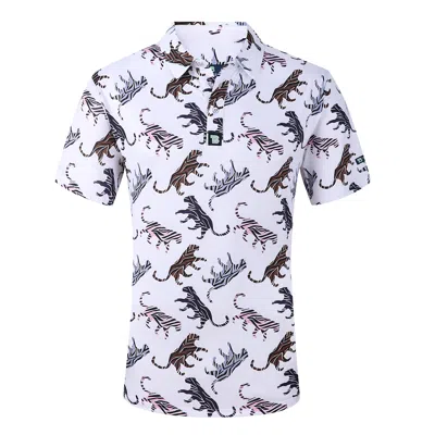 Tom Baine Patterned Slim Fit Performance Golf Polo In White