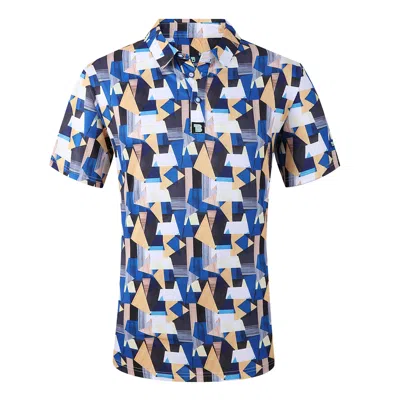 Tom Baine Patterned Slim Fit Performance Golf Polo In Blue
