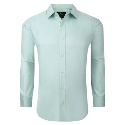 Shop Tom Baine Solid Linen Feel Long Sleeve Button Down In Green