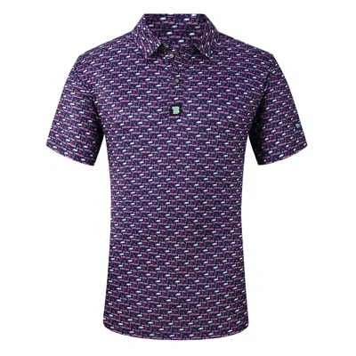Tom Baine Patterned Slim Fit Performance Golf Polo In Purple