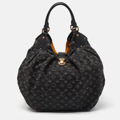 Pre-owned Louis Vuitton Denim Monogram Surya Xl Bag In Black