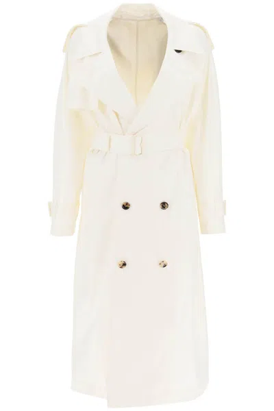 Shop Burberry Silk Trench Coat In Bianco