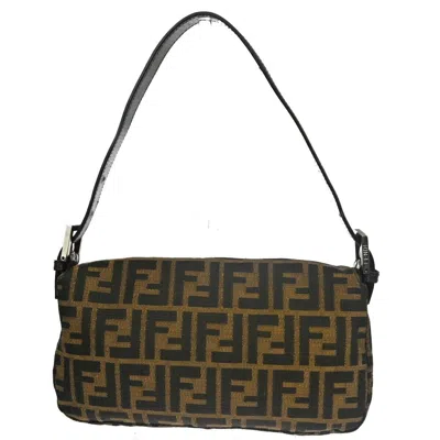 Shop Fendi Mamma Baguette Brown Canvas Shoulder Bag ()