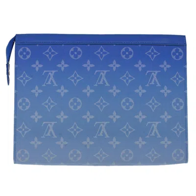 Pre-owned Louis Vuitton Pochette Voyage Blue Canvas Clutch Bag ()