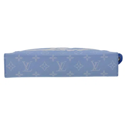 Pre-owned Louis Vuitton Pochette Voyage Blue Canvas Clutch Bag ()