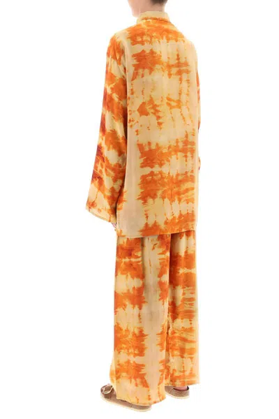 Shop Sun Chasers 'shibori' Silk Shirt And Pants Set In Arancio
