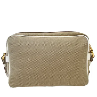 Shop Prada Logo Jacquard Brown Canvas Shoulder Bag ()
