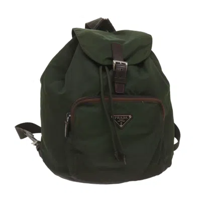 Shop Prada Tessuto Khaki Synthetic Backpack Bag ()