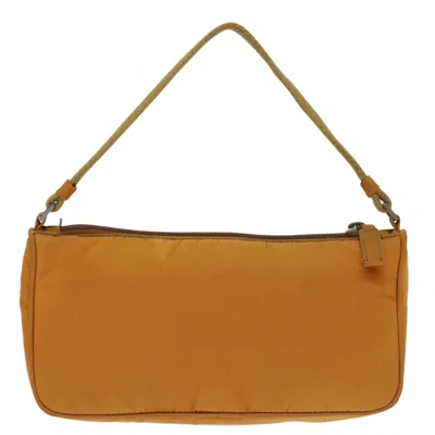 Shop Prada Tessuto Orange Canvas Clutch Bag ()