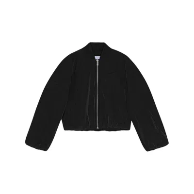 Ganni Drop-shoulder Bomber Jacket In Black