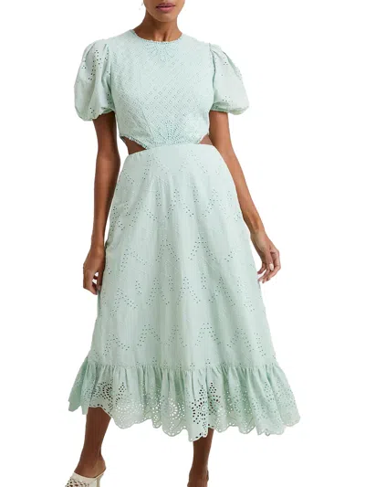 Shop French Connection Broderie Womens Eyelet Cut-out Midi Dress In Green