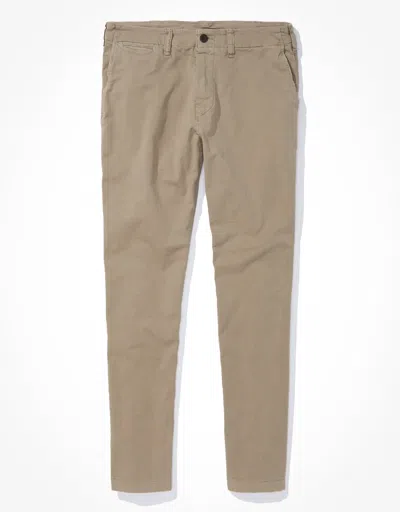 Shop American Eagle Outfitters Ae Flex Slim Straight Lived-in Khaki Pant In Brown