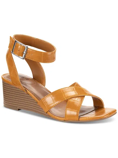 Shop Style & Co Womens Faux Leather Wedge Sandals In Multi