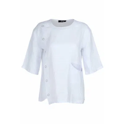 Eversassy Shimmer Tunic With Mesh In White In White