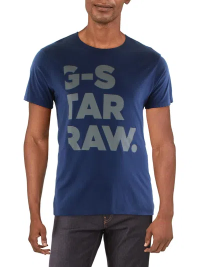 Shop G-star Raw Mens Cotton Logo T-shirt In Blue