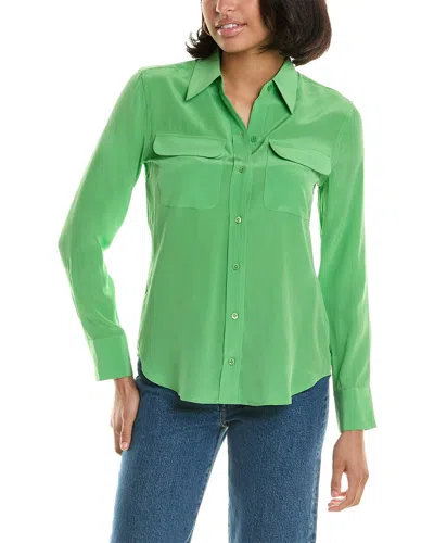 Shop Equipment Slim Signature Silk Shirt In Green