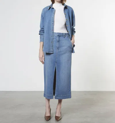 Shop Enza Costa Oversized Shirt In Mid Wash In Blue