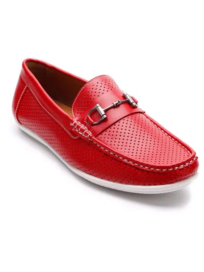 Shop Aston Marc Mens Faux Leather Slip-on Loafers In Red