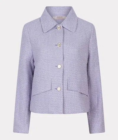 Shop Esqualo Checked Tweed Jacket In Lilac In Blue