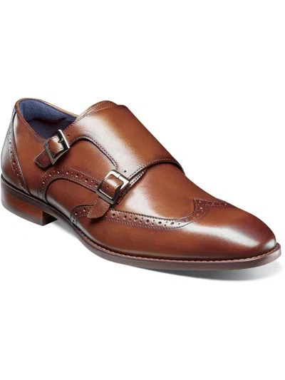 Shop Stacy Adams Karson Mens Leather Brogue Monk Shoes In Multi
