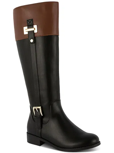 Karen Scott Vickyy Womens Faux Leather Block Heel Knee-high Boots In Multi