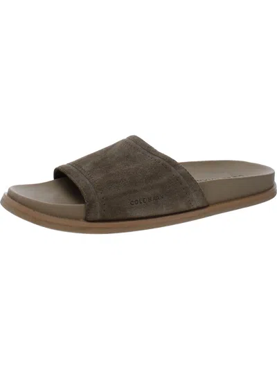 Shop Cole Haan Mens Suede Slide Sandals In Grey