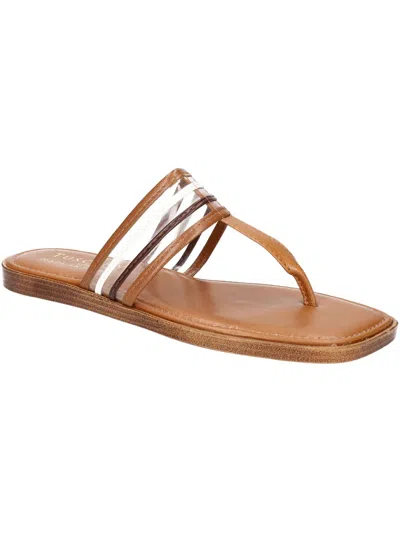 Shop Tuscany By Easy Street® Antea Womens Leather Slip On T-strap Sandals In Brown