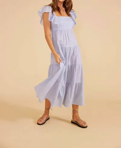 Shop Minkpink Aries Tiered Midi Dress In Blu/wht In Multi