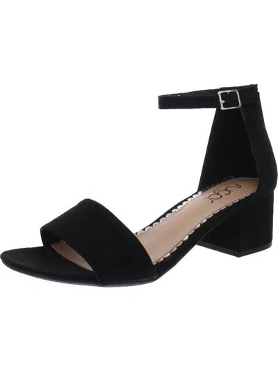 Shop Sugar Noelle Womens Microsuede Ankle Open-toe Heels In Black