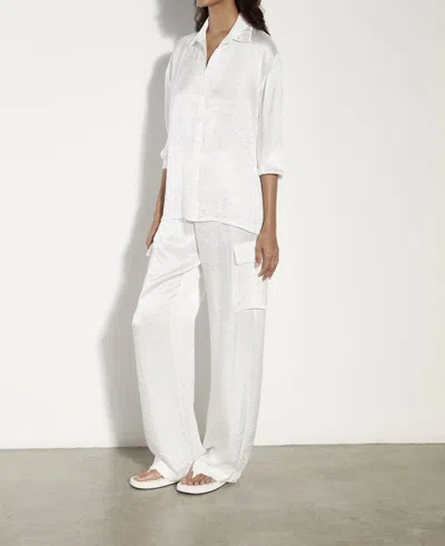 Shop Enza Costa Textured Satin Cargo Pant In Undyed In White