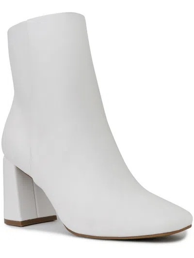 Sugar Element Womens Faux Leather Ankle Booties In White