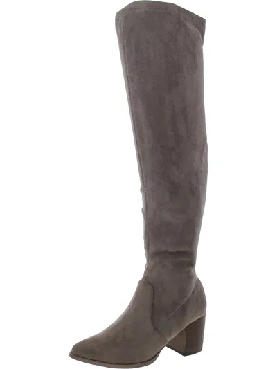 Shop Dolce Vita Tempt Womens Faux Suede Over-the-knee Boots In Grey