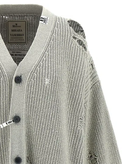 Shop Miharayasuhiro Destroyed Cardigan Sweater, Cardigans Gray