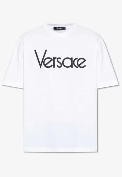 Shop Versace 1978 Logo Print T-shirt In White