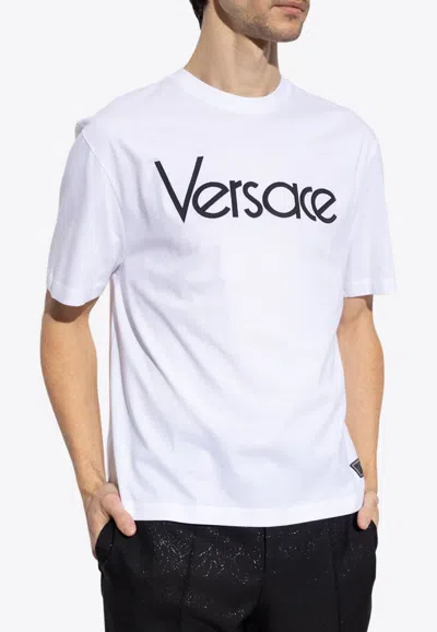 Shop Versace 1978 Logo Print T-shirt In White