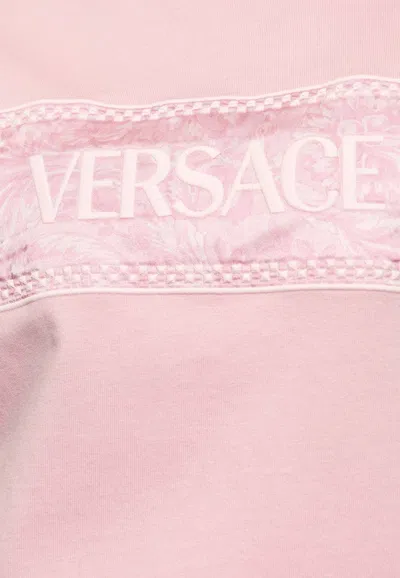 Shop Versace 90s Vintage Barocco Logo T-shirt In Pink