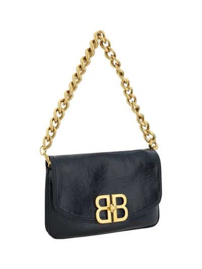 Shop Balenciaga Women Bb Soft Flap Shoulder Bag In Black