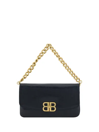 Shop Balenciaga Women Bb Soft Shoulder Bag In Black