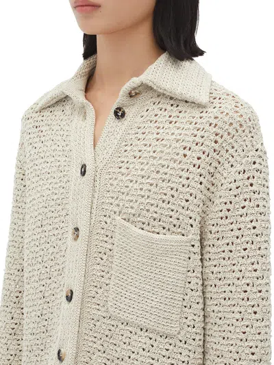 Shop Bottega Veneta Women Crochet Effect Cotton Shirt In White