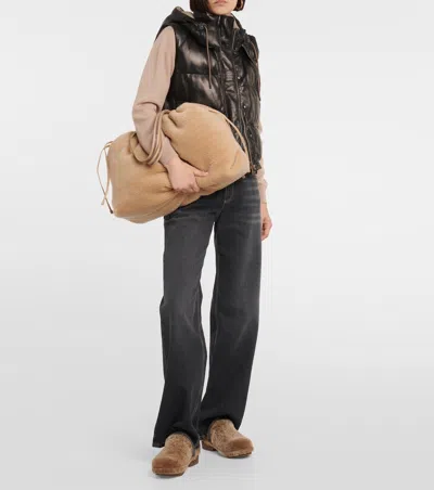Shop Brunello Cucinelli Women Wool & Cashmere Top Handle Bag In Brown