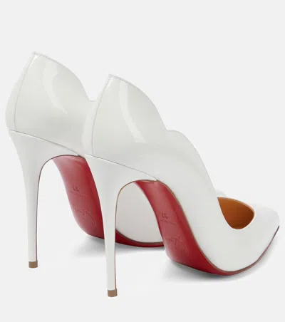Shop Christian Louboutin Women 100mm Hot Chick Patent Leather Pumps In White