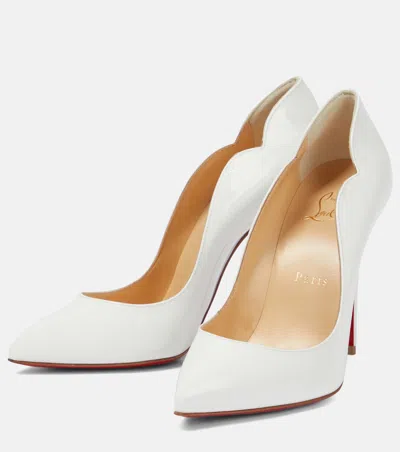 Shop Christian Louboutin Women 100mm Hot Chick Patent Leather Pumps In White