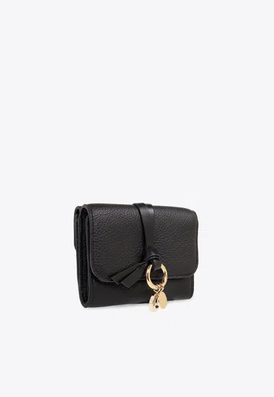 Chloé Alphabet Leather Wallet In Black