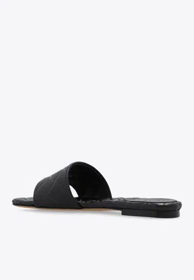 Bottega Veneta Quilted Leather Flat Slide Sandals In Black